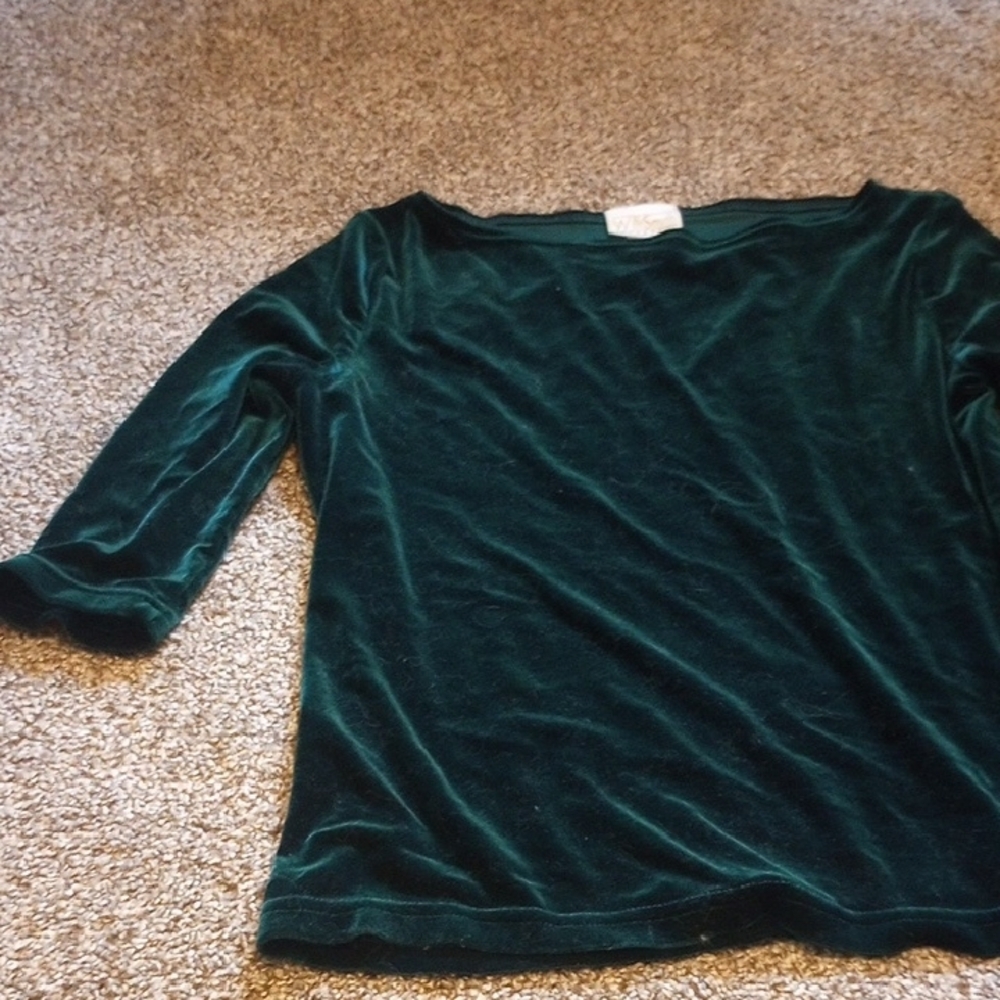 Willi Smith Deep Green Stretch Top